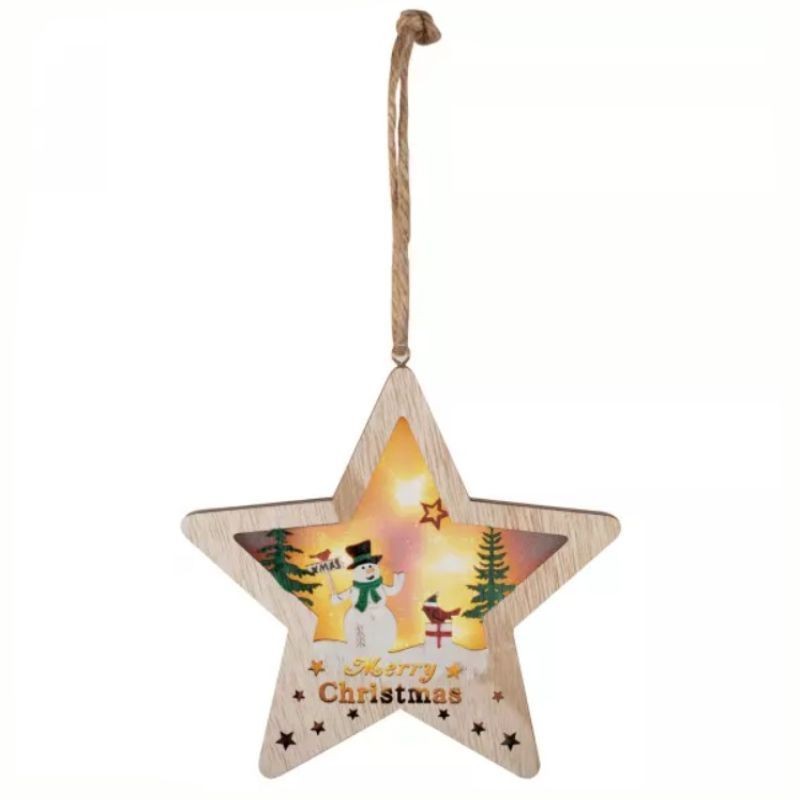 Stea LED Lemn Home | Decor Temporizator 17cm - imagine 3