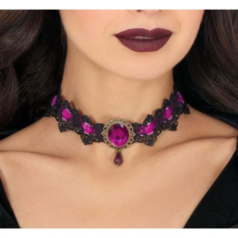 Colier Dantela Mov Guirca - Choker Halloween