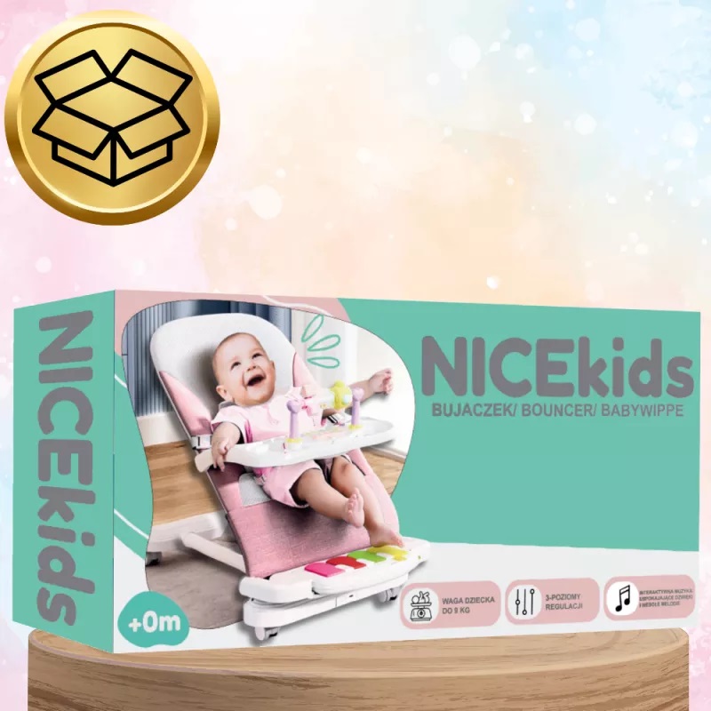 Balansoar NiceKids pliabil cu pian, Pink - imagine 3