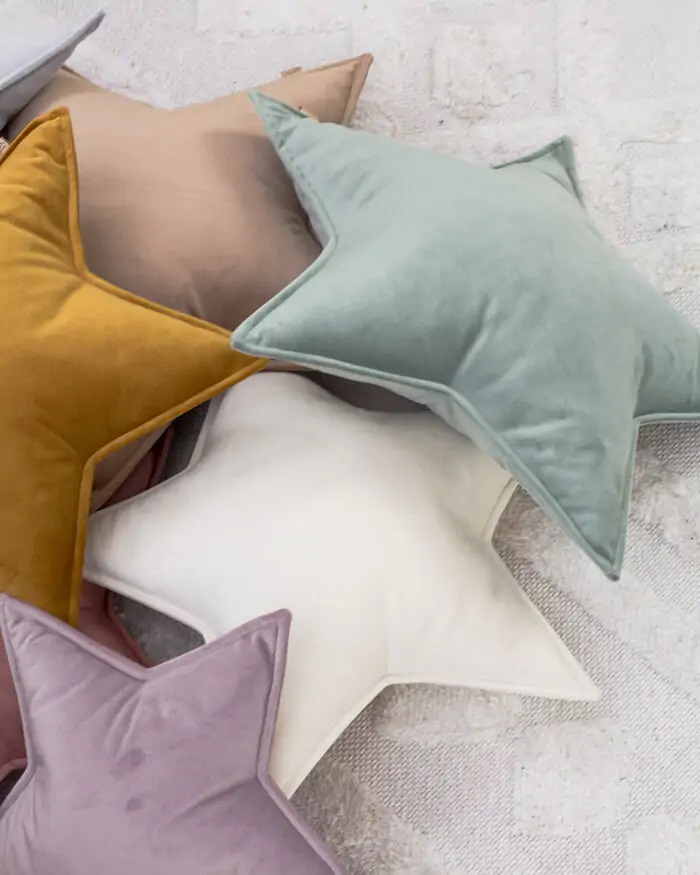 Perna Stea Velvet Babyly Crem | Decorativă și Moale - imagine 8