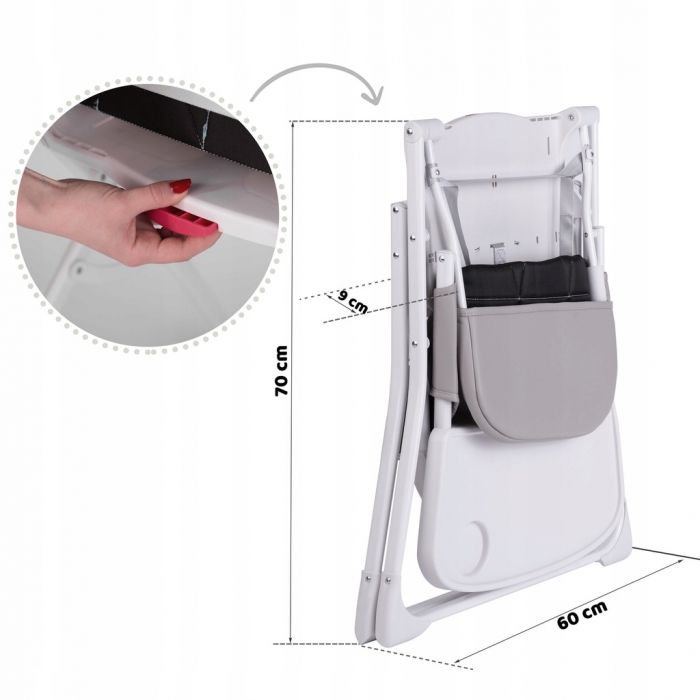 Scaun de masă Ricokids Nuco Alb/Gri, Siguranță și Design - imagine 3