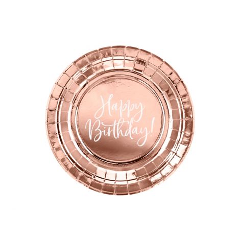 Set Farfurii Happy Birthday Rose Gold Party Deco
