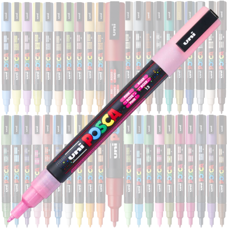 Marker Posca PC-3M Roz cu Sclipici, Vârf Fin