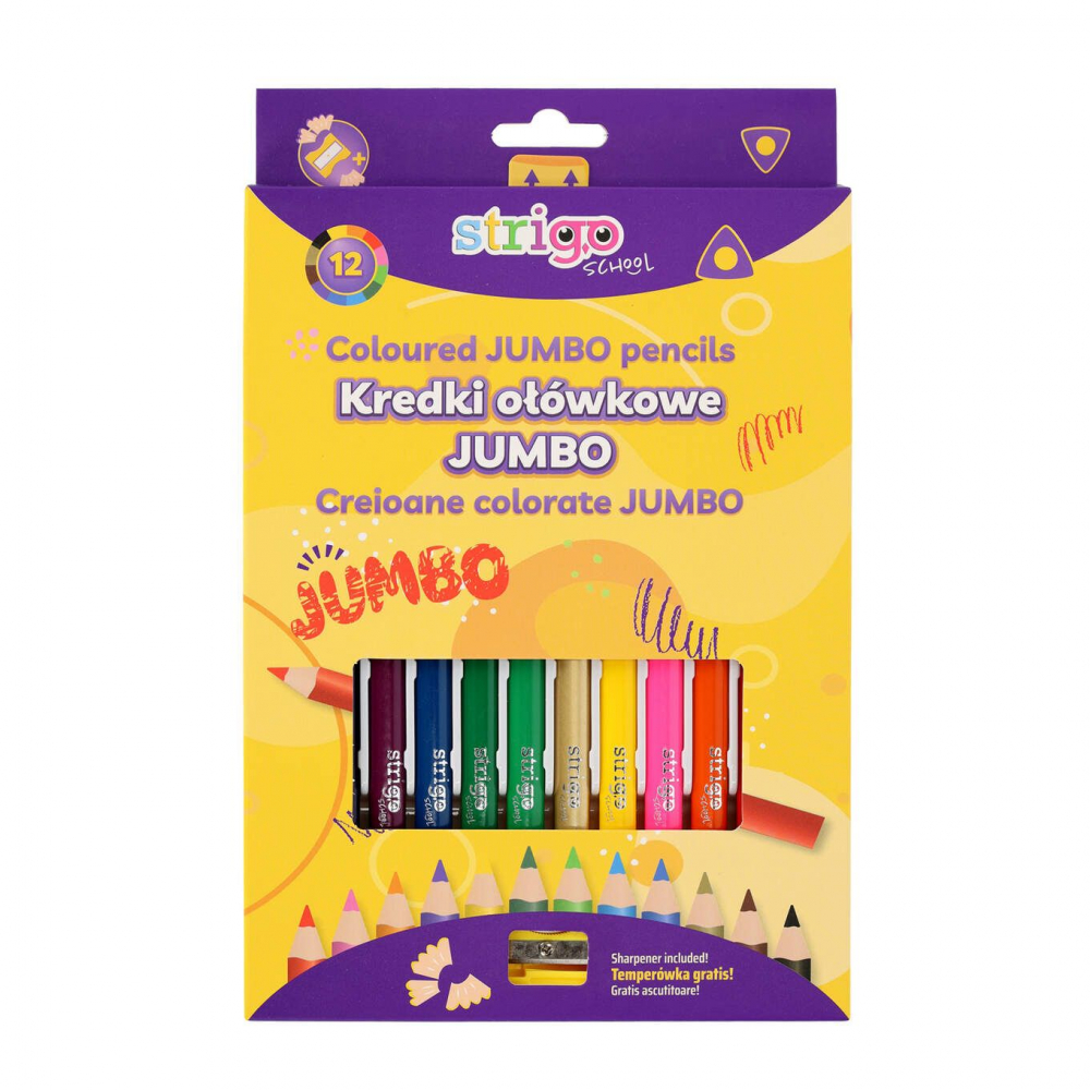 Creioane Triunghiulare Strigo 12 Culori - Ergonomice