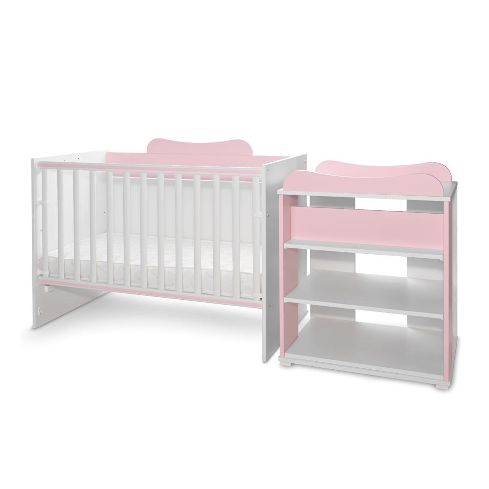 Patut Modular Lorelli Multi, 5 Configuratii, Alb-Roz - imagine 2
