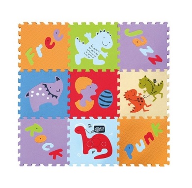 Covor Puzzle Dinozauri 92x92 cm Babygreat