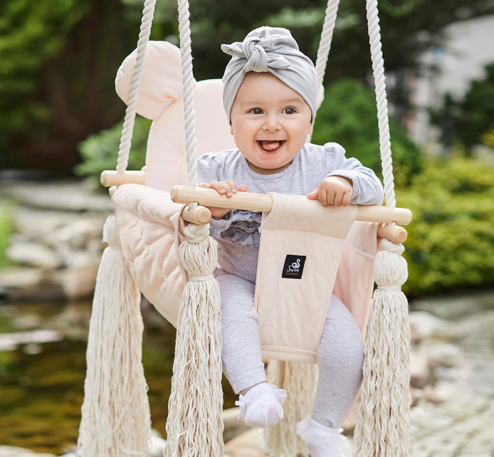 Leagan Catifea Velvet Babysteps cu Perna Ursulet