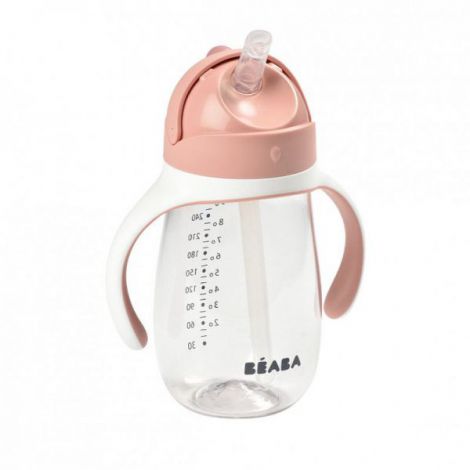 Cana Beaba 300ml Roz cu Pai - Antiscurgere