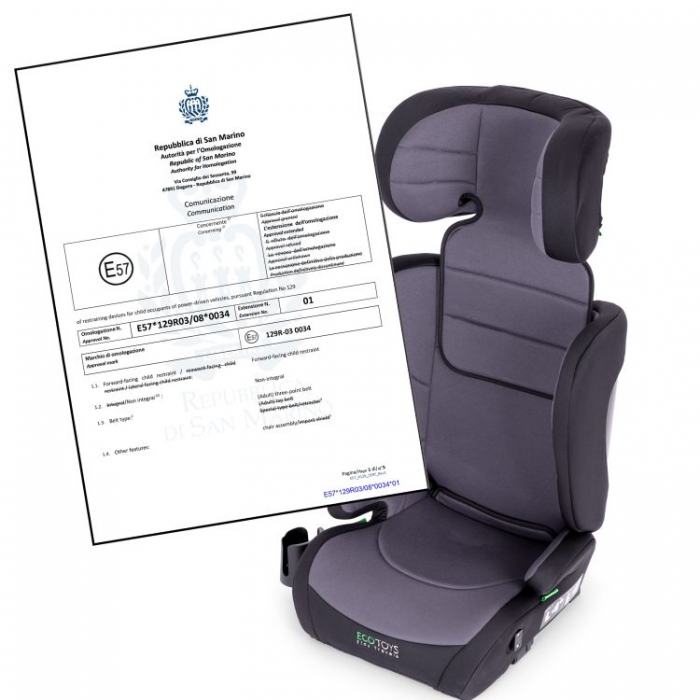 Scaun Auto Ecotoys Isofix i-Size Gri - imagine 2