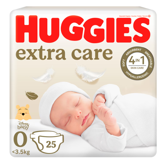 Scutece Huggies Extra Care 0, 25 buc, Piele Sensibilă - imagine 7