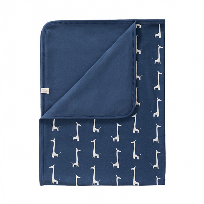Paturica Fresk Bumbac Organic Giraf Indigo Blue