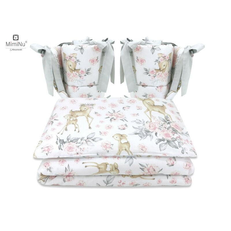 Lenjerie patut MimiNu 4 piese, Sweet Deer Pink - imagine 3
