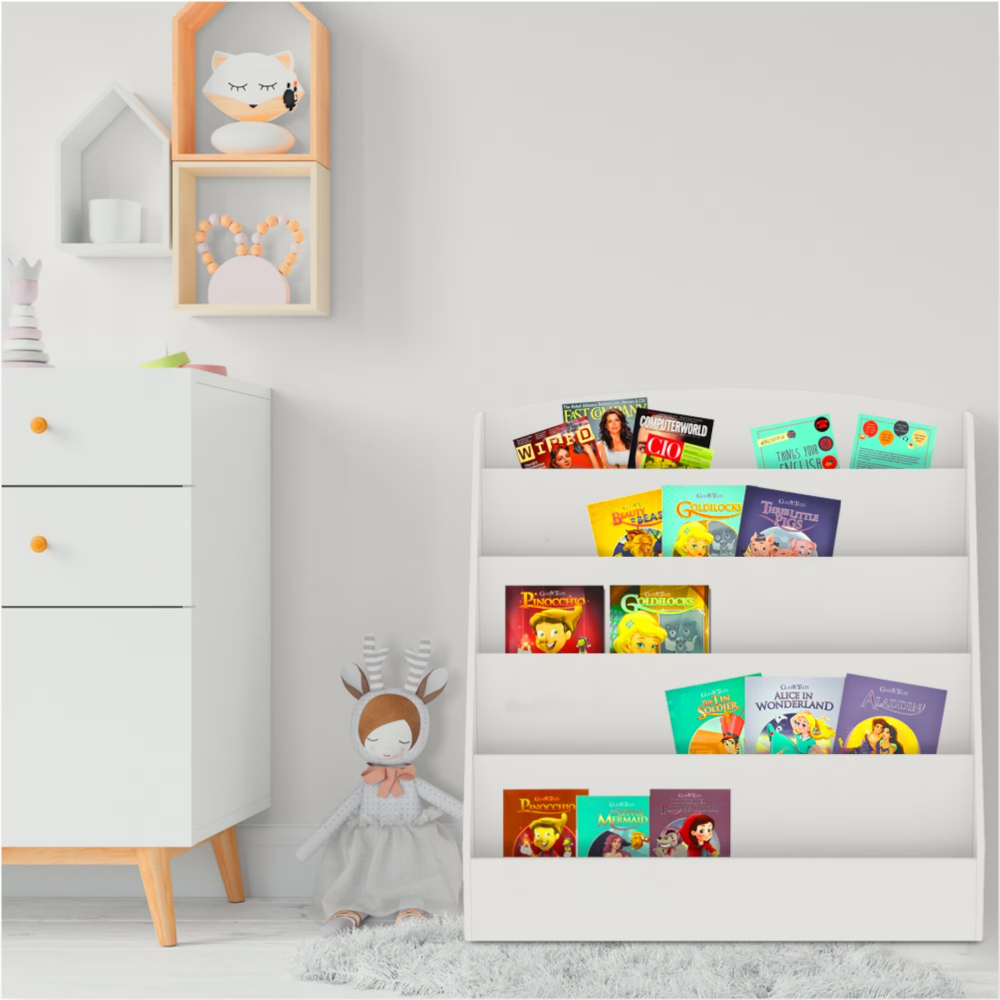 Organizator Cărți Ginger Home Alb, 80x30x80 cm - imagine 2