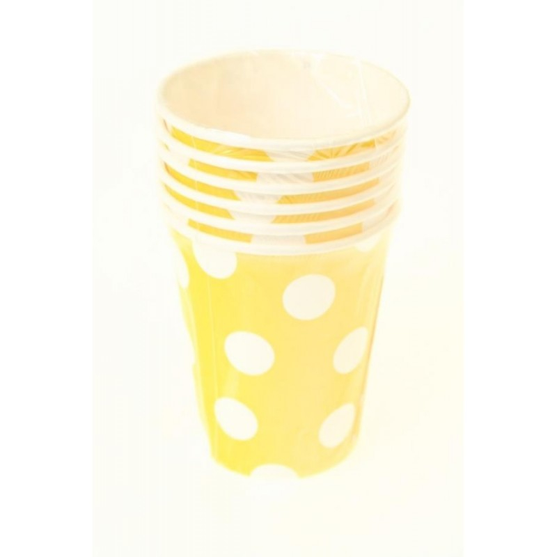 Set 6 Pahare GoDan Galben cu Buline, 270ml
