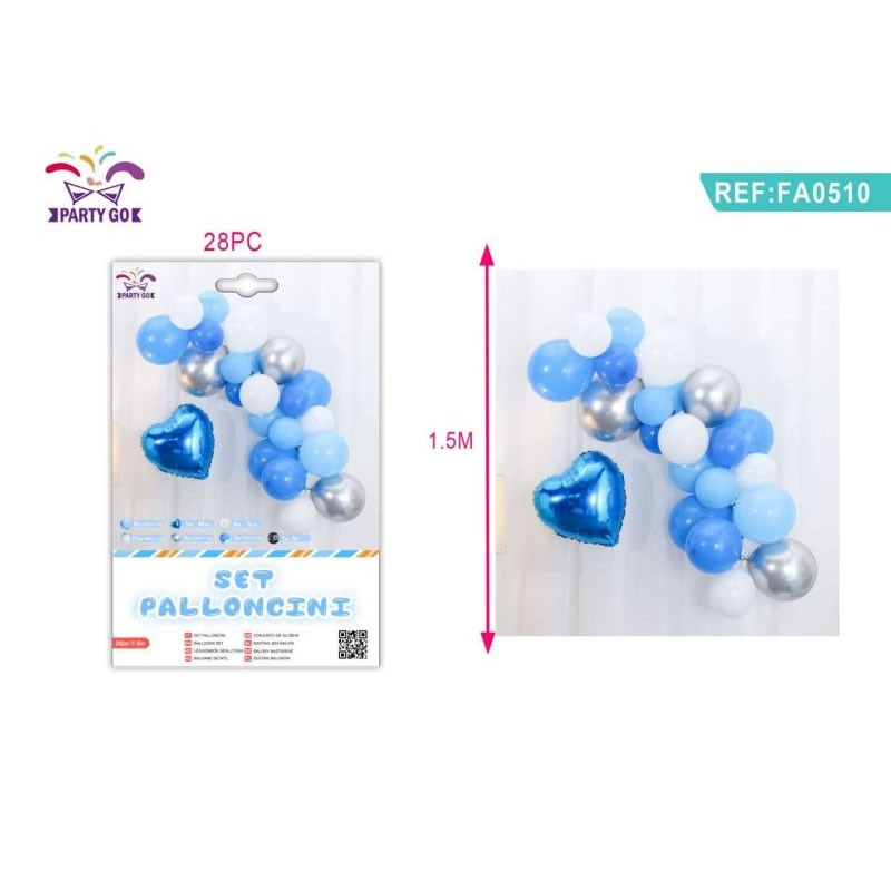 Ghirlanda Baloane PartyGo Albastru, Set 33 Buc