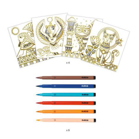 Set Creativ Djeco Egipt cu Contururi Aurii - imagine 3