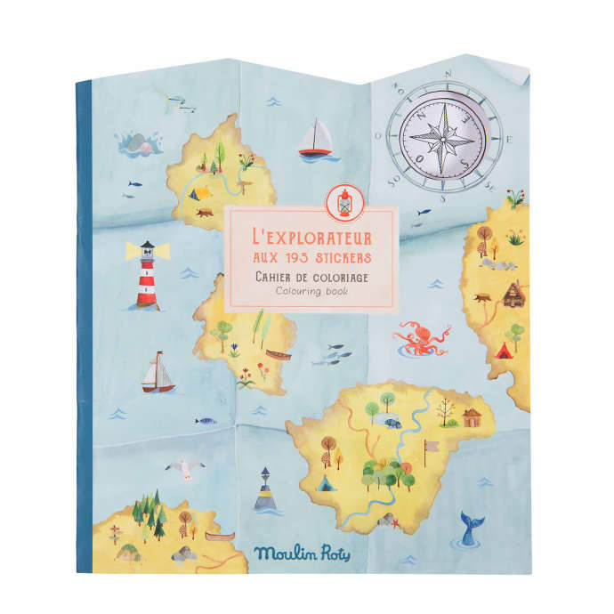 Carte de Colorat Exploratori cu Abtibilduri Moulin Roty