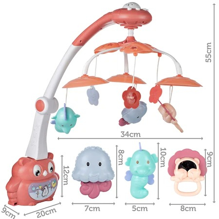 Carusel Muzical cu Proiector Pink Owl Malplay - imagine 4