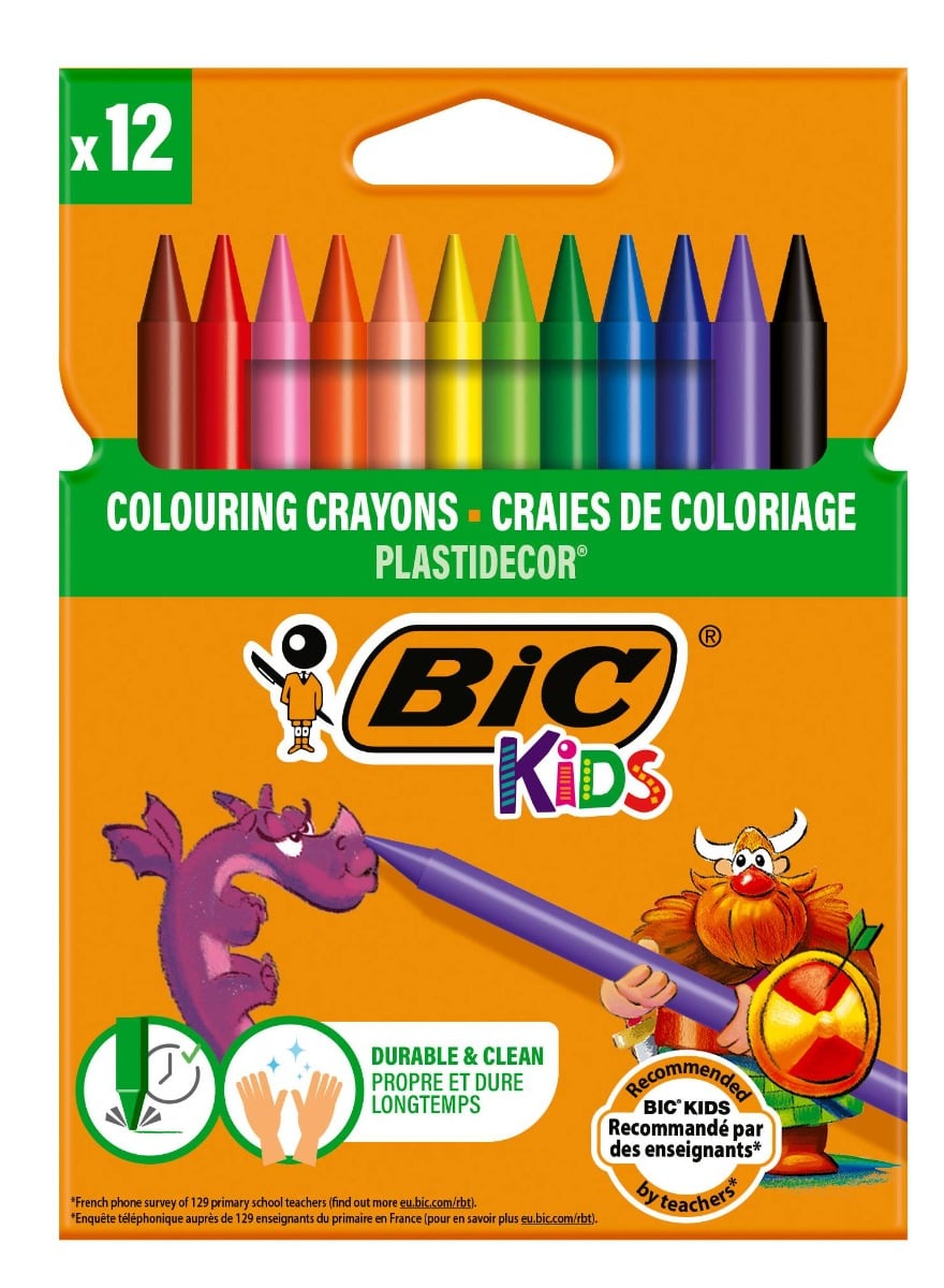 Set Creioane Cerate Bic Plastidecor, 12 Culori