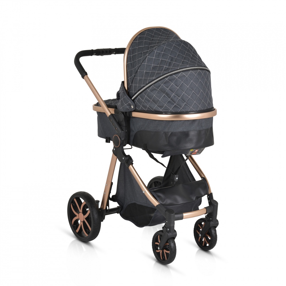 Carucior 2in1 Moni Alma Black, Reversibil, Aluminiu - imagine 2