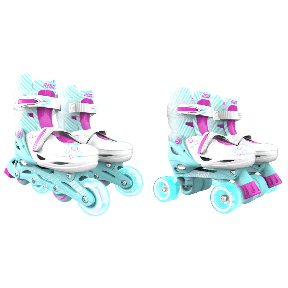 Role Neon 2 in 1 Combo Skates, 34-37, Teal Pink - imagine 2