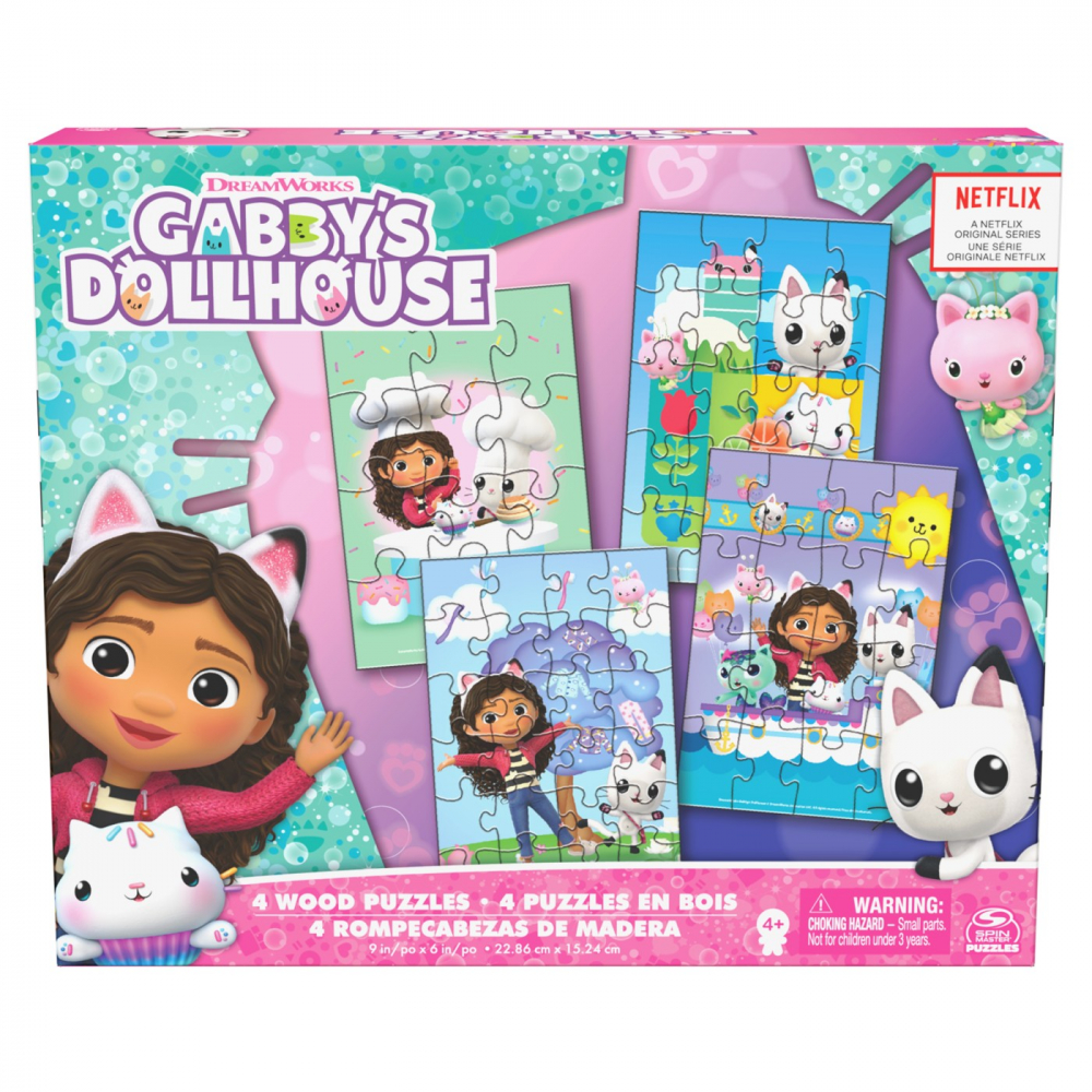 Set 4 Puzzle din Lemn Gabby's Dollhouse