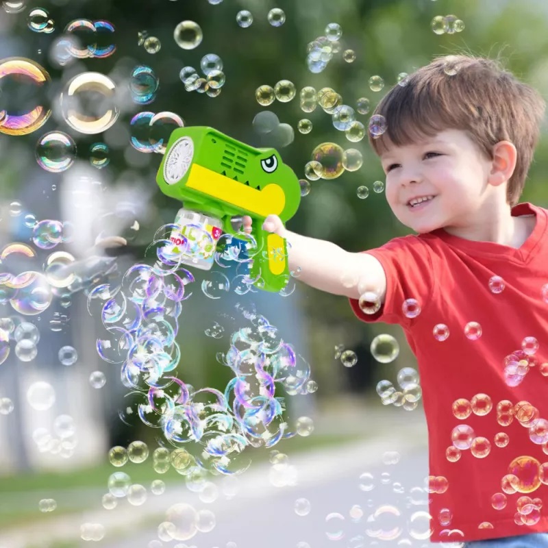 Pistol Baloane Sapun cu Lumini Green Dino | Nicekids - imagine 3