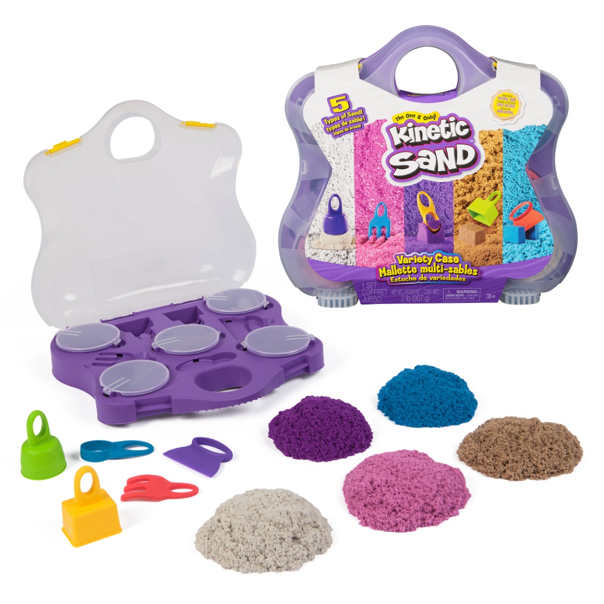Kinetic Sand Variety Case: Set Nisip cu 5 Culori