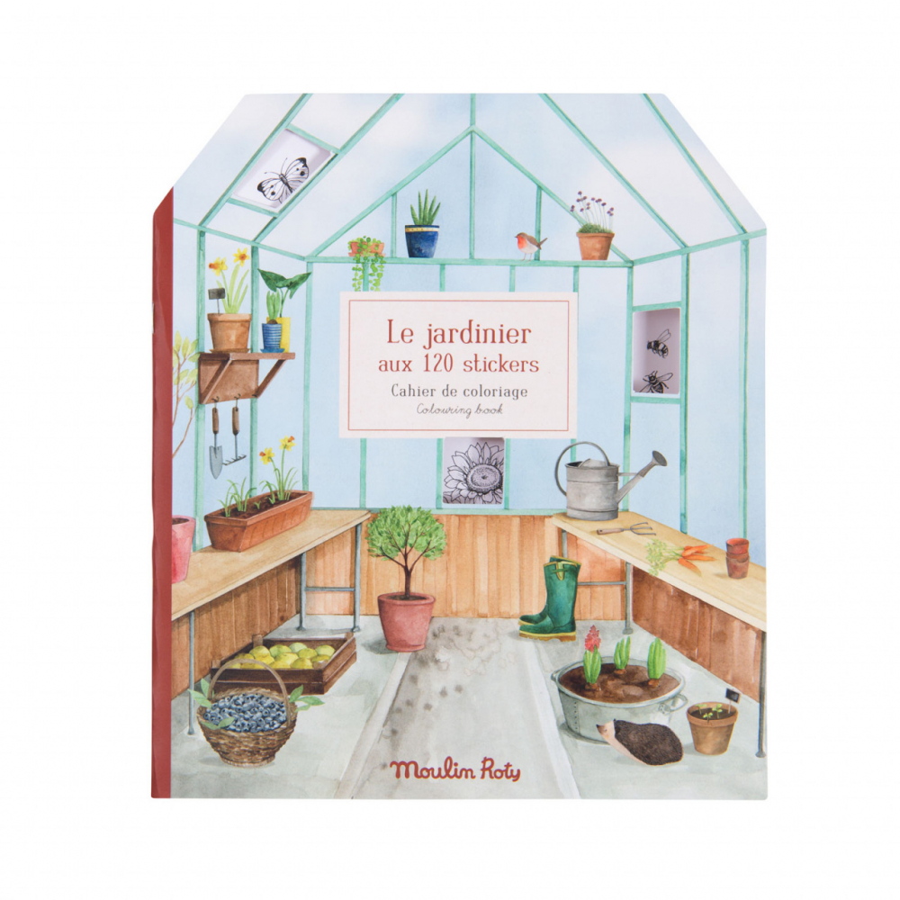 Carte de Colorat Gradinarul + 120 Stickere Moulin Roty