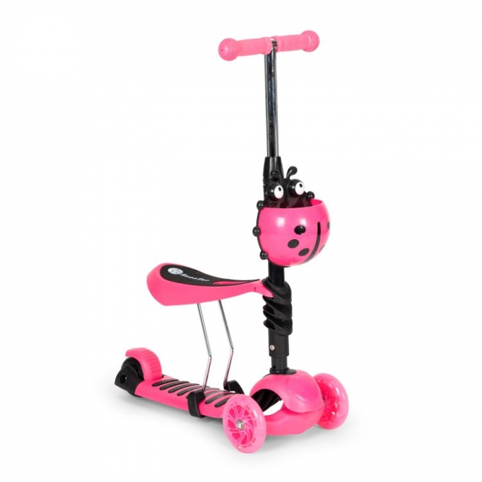 Trotineta 5 in 1 Ecotoys Roz cu LED și Mâner Parental - imagine 5