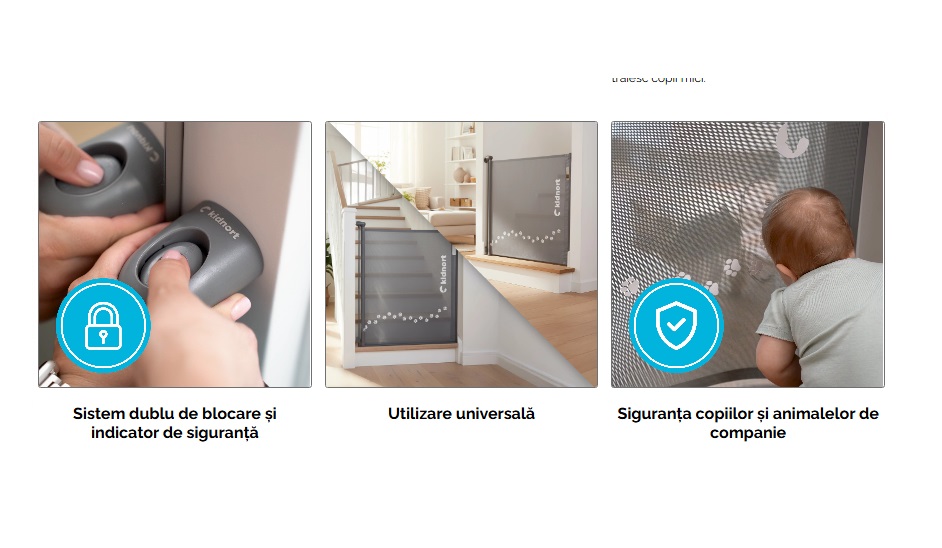 Poarta Siguranta Rulabila Kidnort Sakerhet White - imagine 2