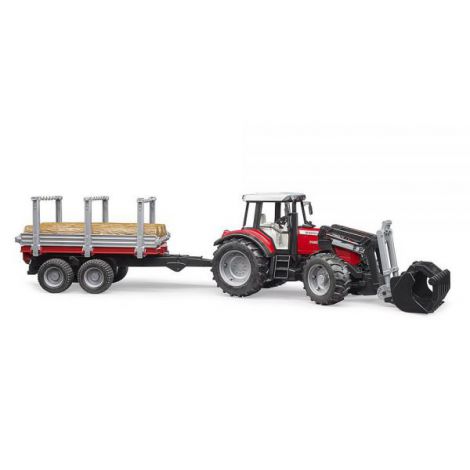 Bruder Tractor Massey Ferguson 7480 cu Remorcă - imagine 3
