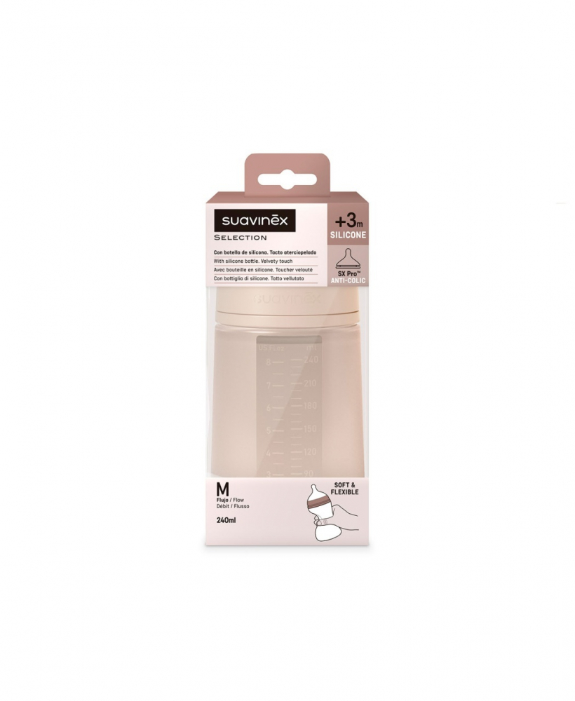 Biberon Suavinex din Silicon, 240ml, Nude