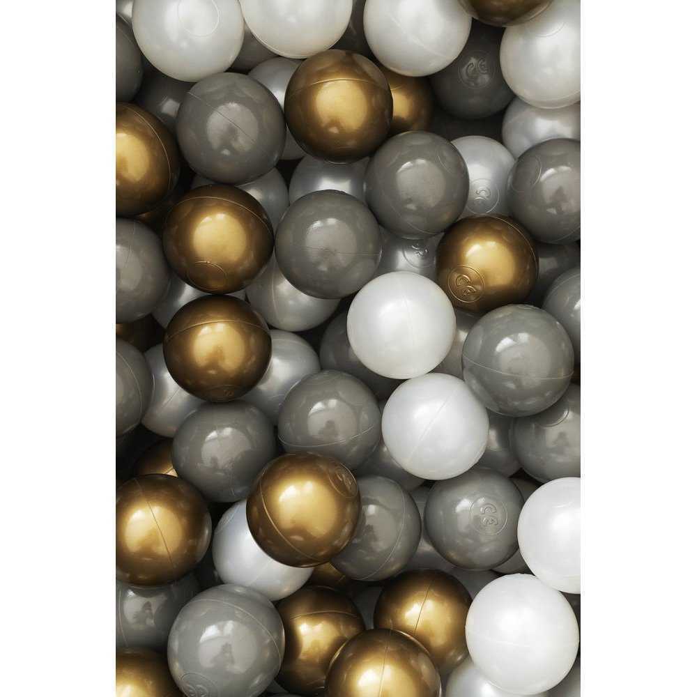 Set 200 Bile Plastice 7 cm Flumi - Alb, Gri, Auriu - imagine 2