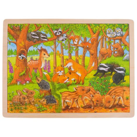 Puzzle Lemn Animale Salbatice Goki, 48 Piese