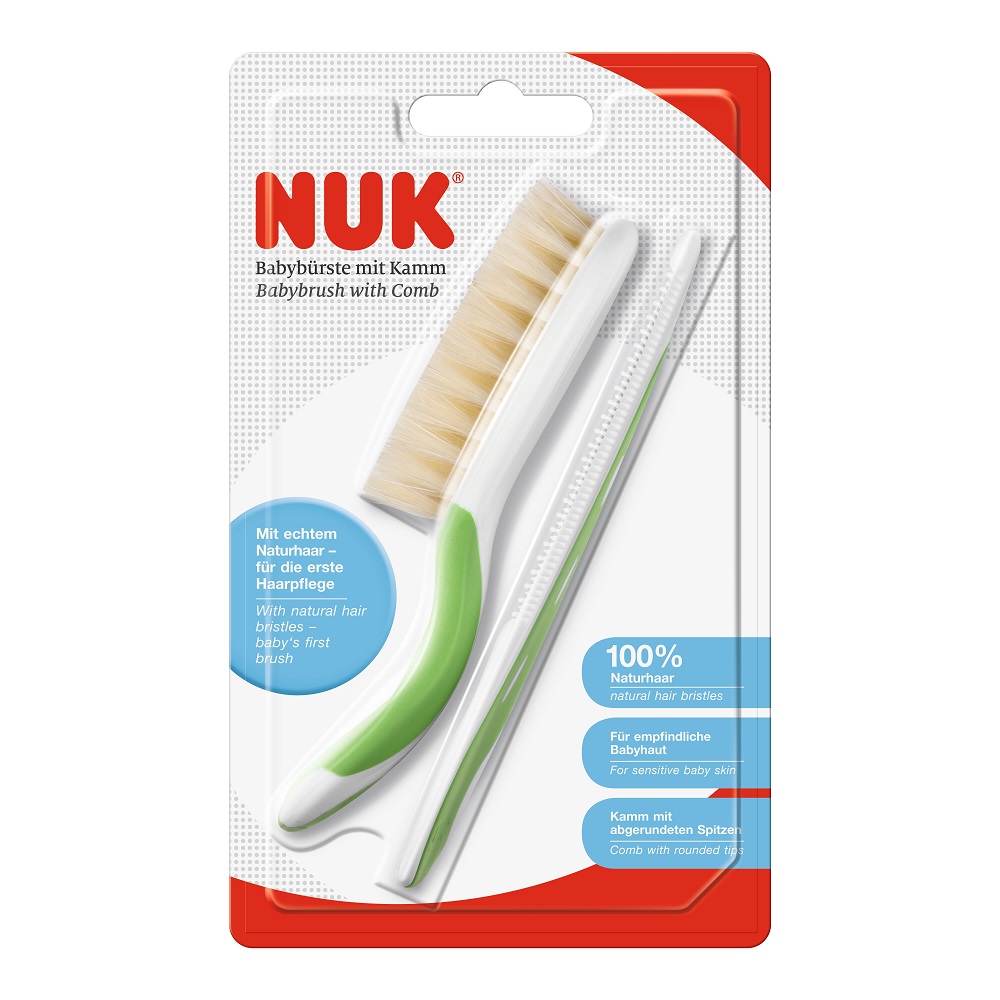 Set NUK Perie Păr Natural și Pieptăn Verde