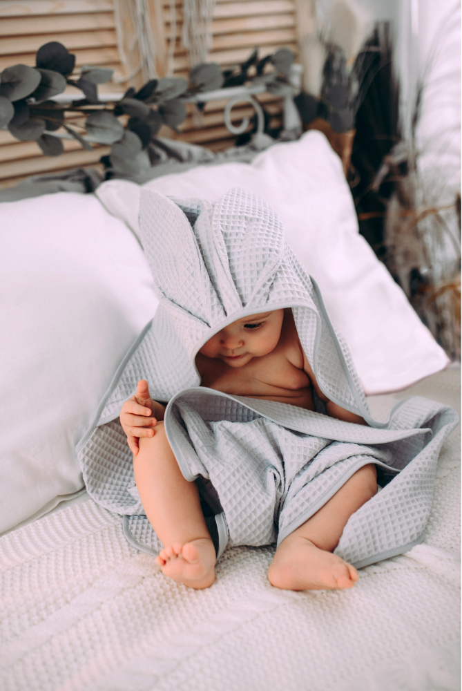 Prosop Baie Waffle Iepuras Gri | Floo for Baby - imagine 3