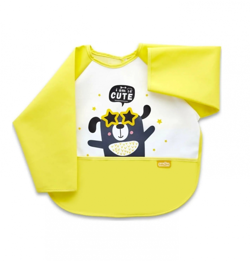 Baveta Babyjem Polly Bib cu Maneci Galben