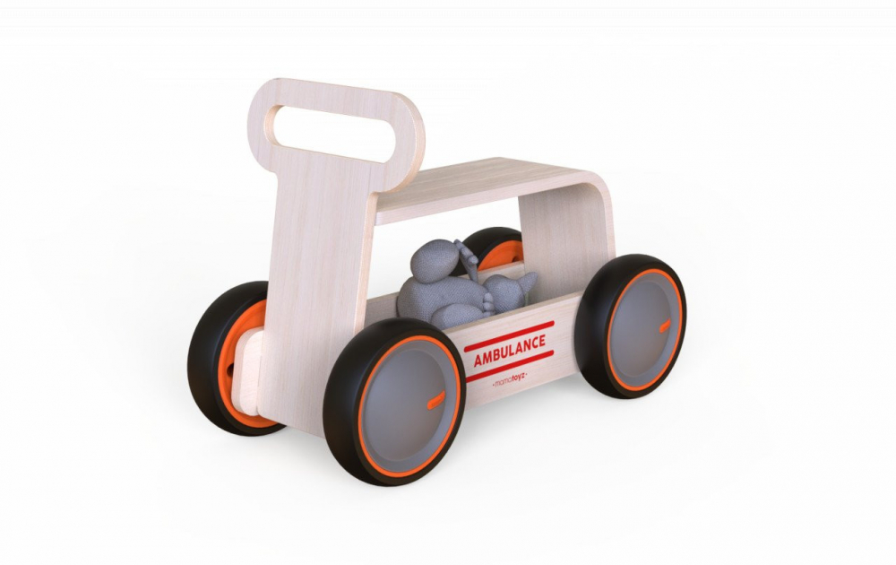 MamaToyz Ambulanta 3 in 1 Ride-On Lemn - imagine 7