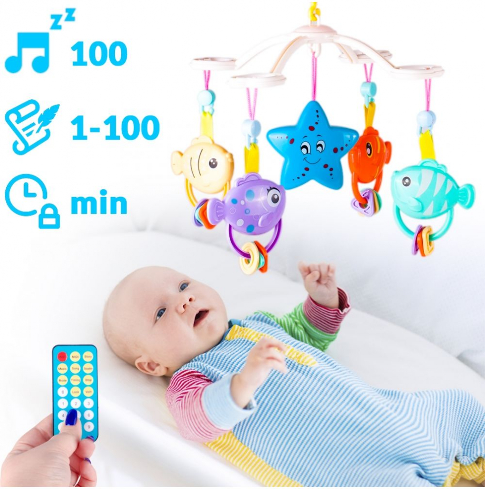 Carusel Muzical Patut cu Proiector Red, Malplay - imagine 8