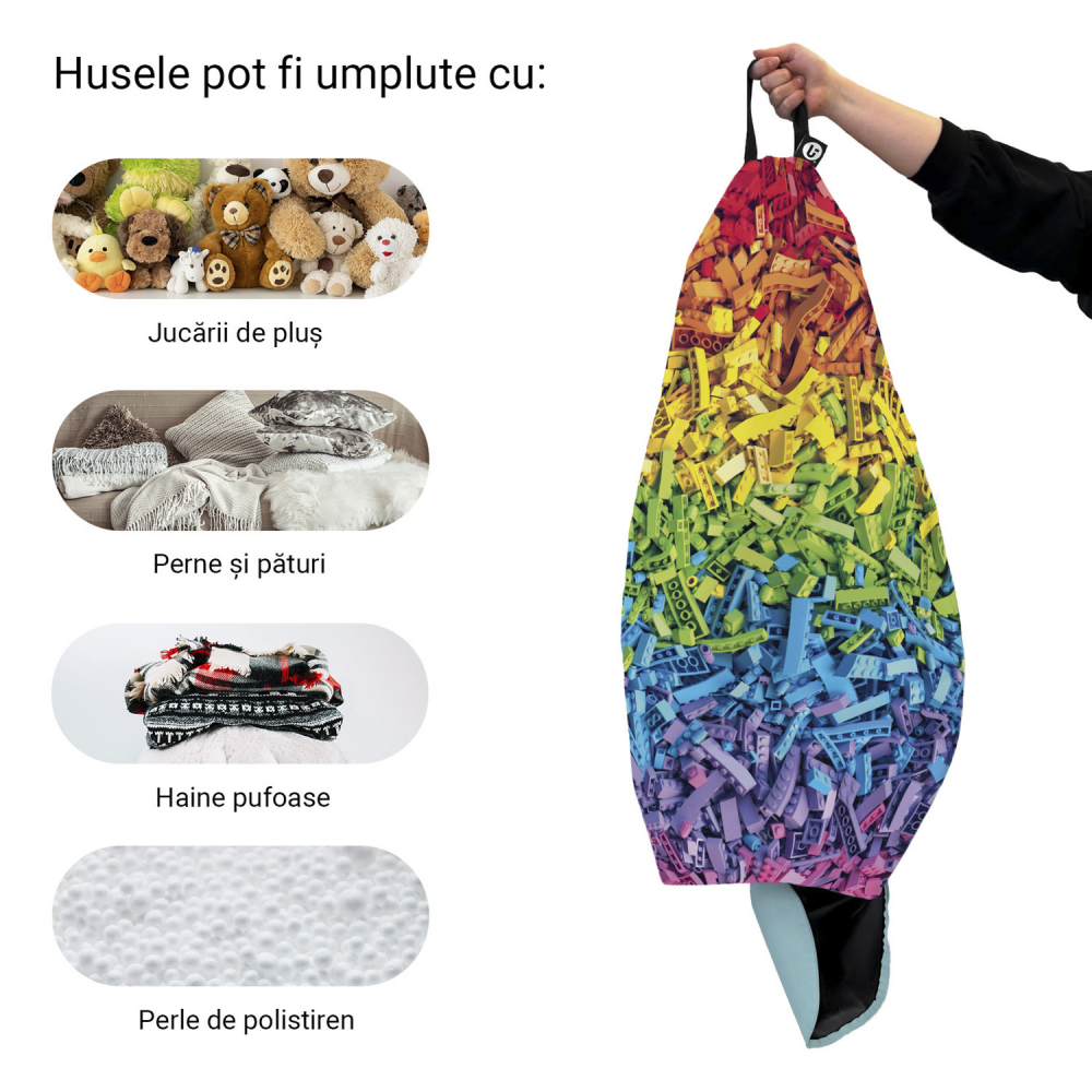 Husă Puf Para XL Curcubeu Updeco, fără umplutură