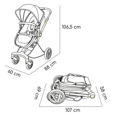 Carucior 2in1 Skiddou Nasjo Normandic Dream, Gri - imagine 4