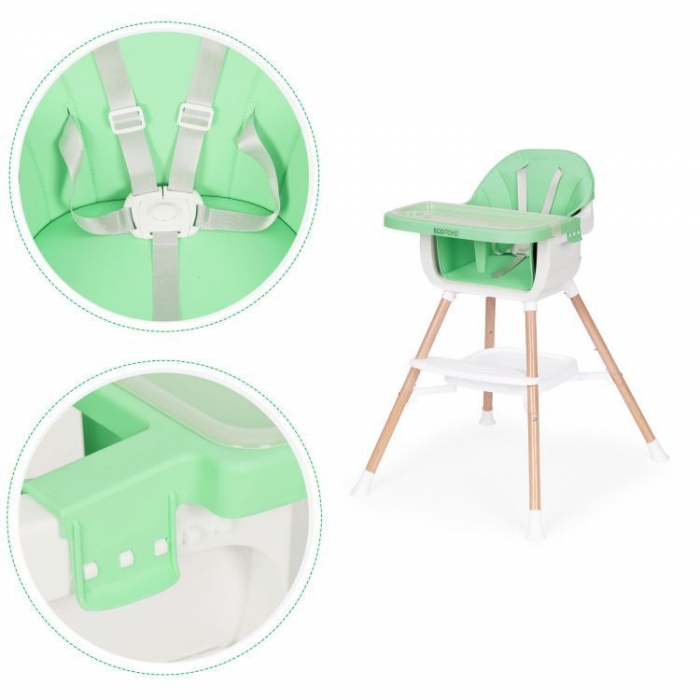 Scaun masă 2-in-1 Ecotoys Verde multifuncțional - imagine 6