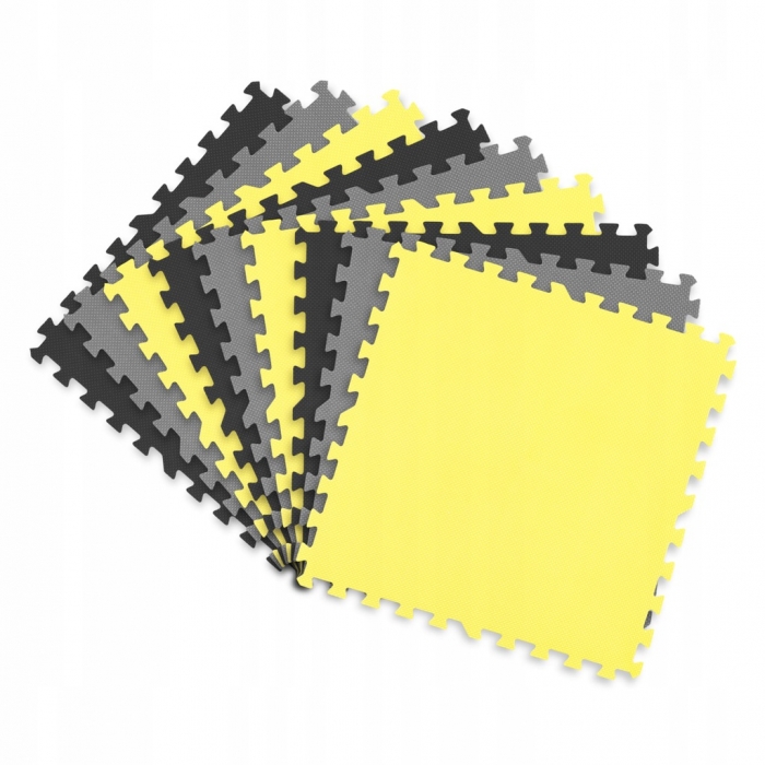 Saltea Puzzle Ricokids 180x180 cm, Galben/Gri/Negru - imagine 3