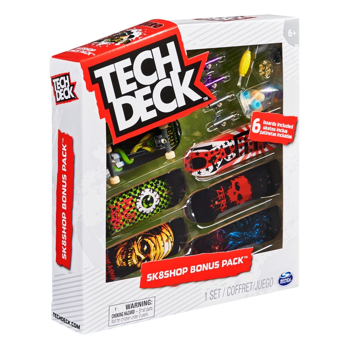 Set 6 Mini Placi Skateboard Tech Deck cu Accesorii