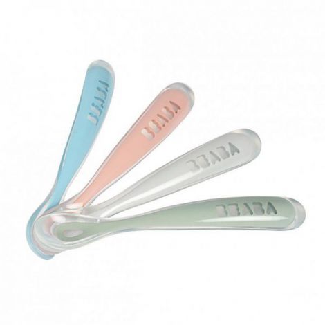 Beaba Set 4 Lingurite Silicon Ergonomice - Eucalyptus