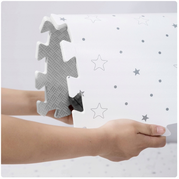 Covoras puzzle Ricokids Stelute Gri 150x150 cm - imagine 3