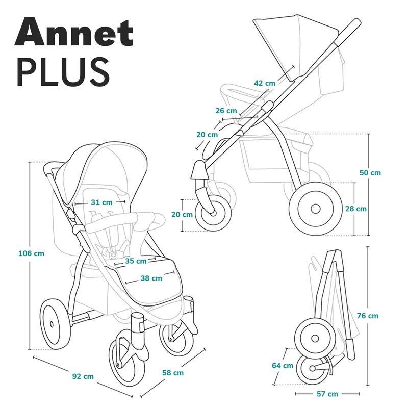 Carucior Lionelo Annet Plus, 0-22 kg, Pliabil Compact - imagine 9