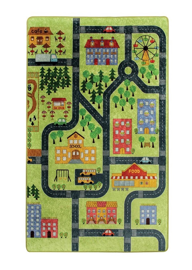 Covor Antiderapant Copii Town Green 150x200 Chilai - imagine 4