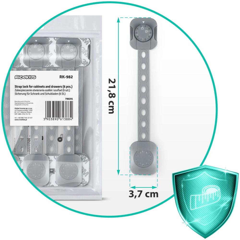 Set Siguranțe Mobilier Ricokids, 3M, Gri - imagine 4